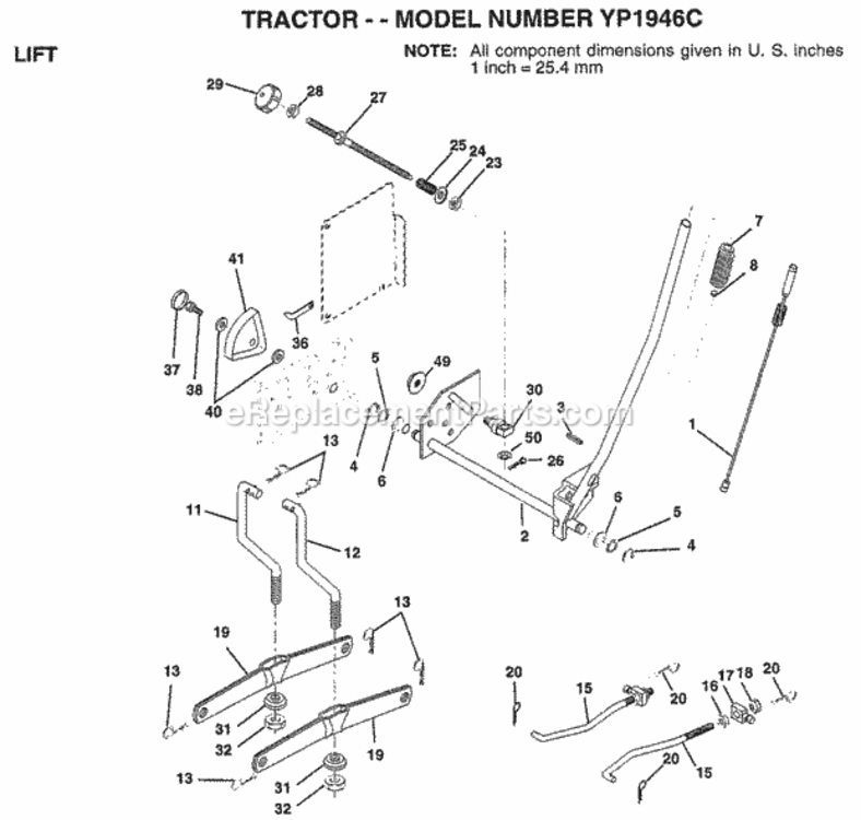 Page F Diagram and Parts List for YP1946C 1999 Husqvarna Lawn Tractor