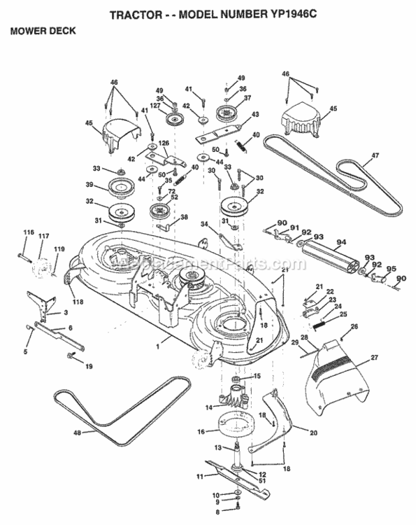 Page G Diagram and Parts List for YP1946C 1999 Husqvarna Lawn Tractor