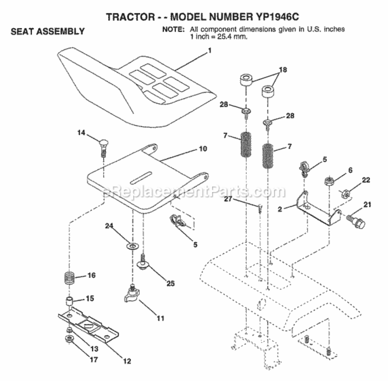 Page H Diagram and Parts List for YP1946C 1999 Husqvarna Lawn Tractor