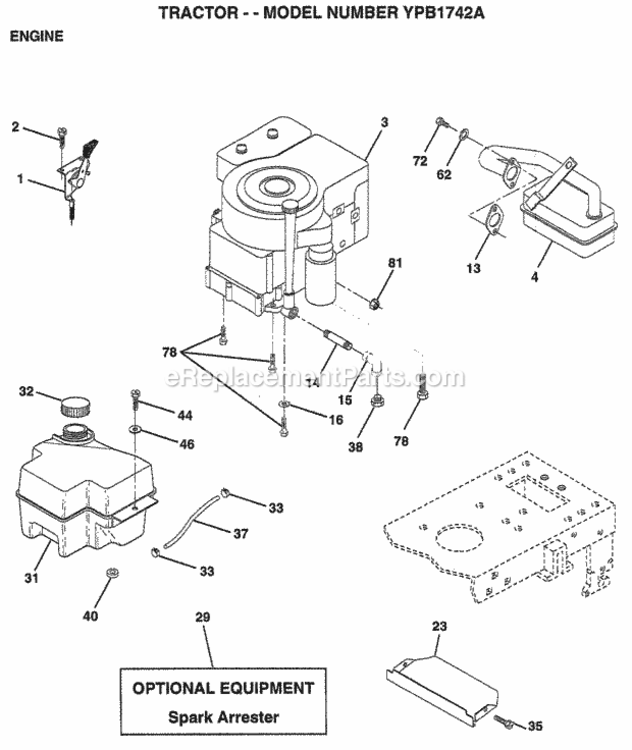 Page E Diagram and Parts List for YPB1742A 1999 Husqvarna Lawn Tractor