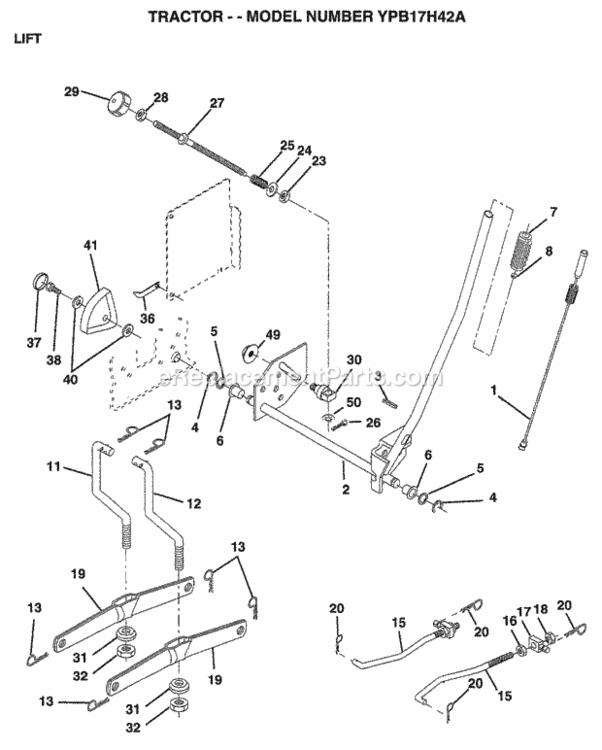 Page F Diagram and Parts List for YPB17H42A 1999 Husqvarna Lawn Tractor