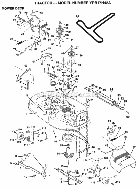 Page G Diagram and Parts List for YPB17H42A 1999 Husqvarna Lawn Tractor