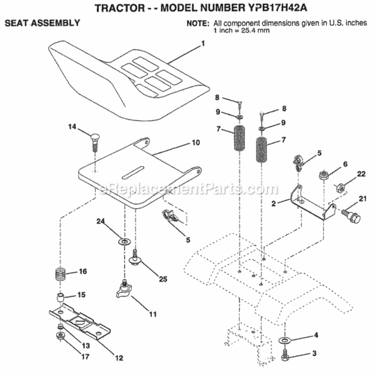 Page H Diagram and Parts List for YPB17H42A 1999 Husqvarna Lawn Tractor