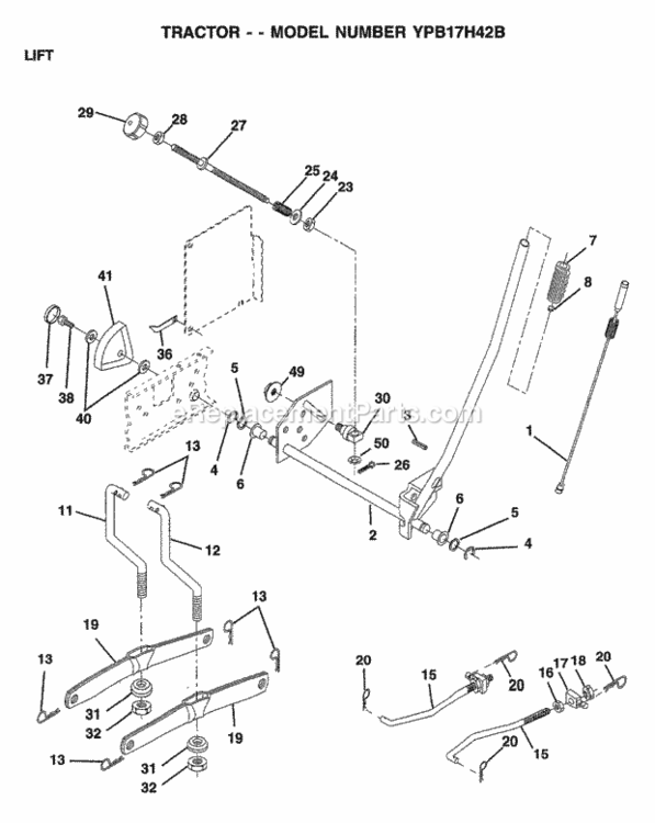 Page K Diagram and Parts List for YPB17H42B 1999 Husqvarna Lawn Tractor
