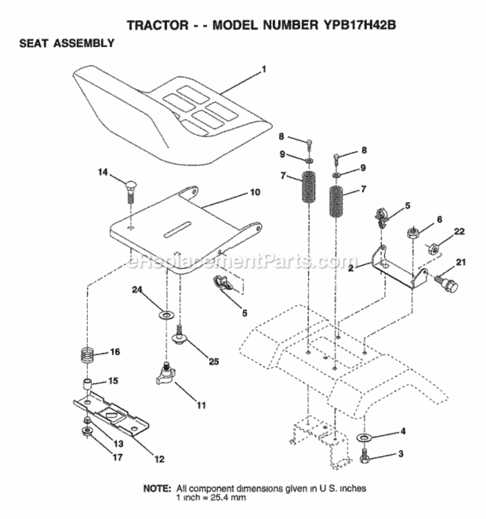 Page O Diagram and Parts List for YPB17H42B 1999 Husqvarna Lawn Tractor