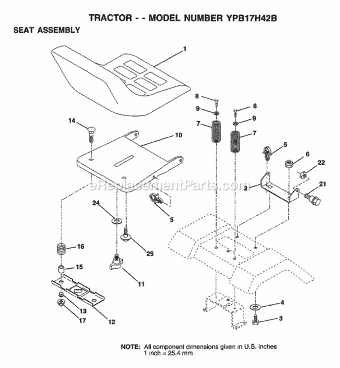 Page P Diagram and Parts List for YPB17H42B 1999 Husqvarna Lawn Tractor