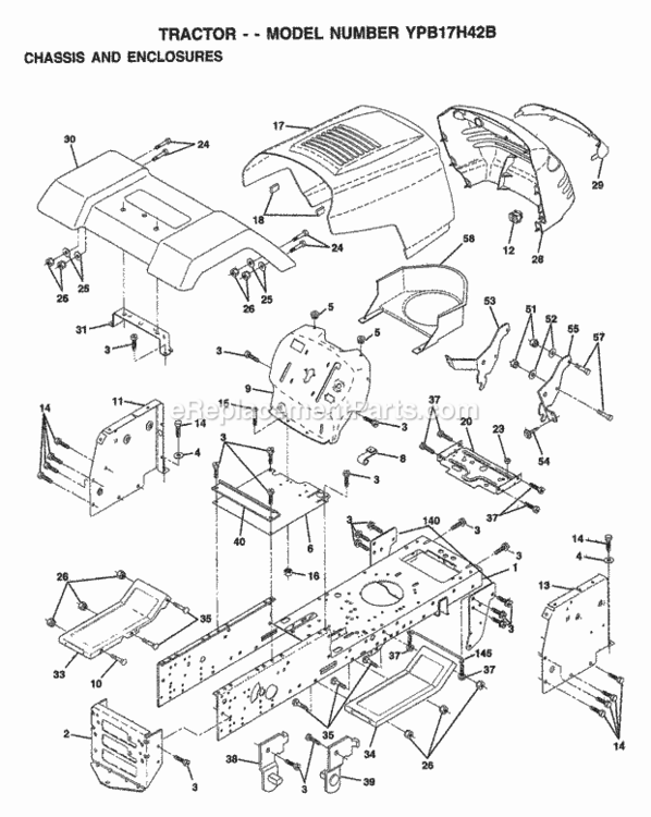 Page B Diagram and Parts List for YPB17H42B 1999 Husqvarna Lawn Tractor