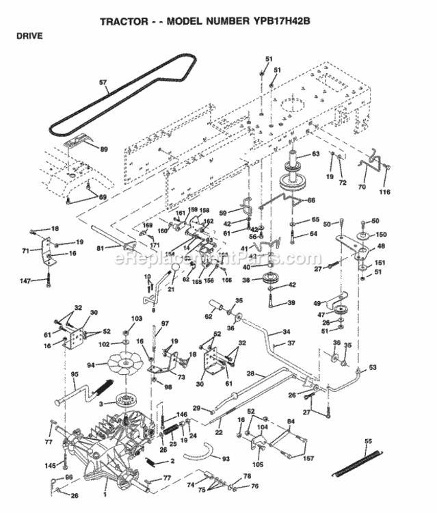 Page E Diagram and Parts List for YPB17H42B 1999 Husqvarna Lawn Tractor