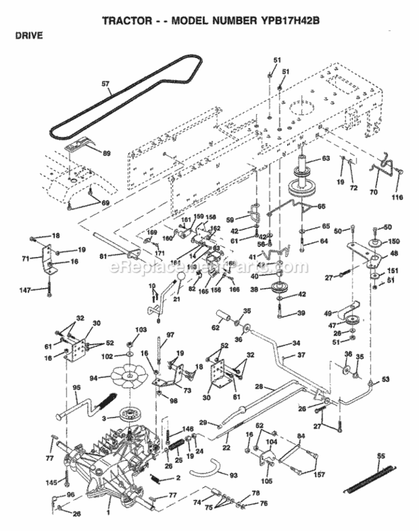Page F Diagram and Parts List for YPB17H42B 1999 Husqvarna Lawn Tractor
