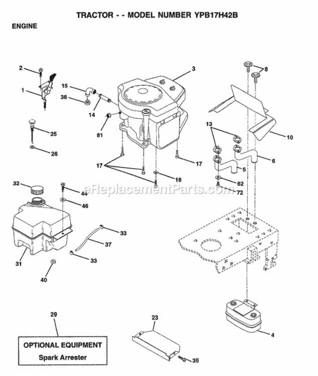 Page I Diagram and Parts List for YPB17H42B 1999 Husqvarna Lawn Tractor
