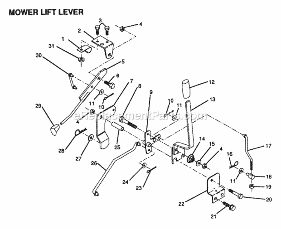 Page K Diagram and Parts List for YPLR110BR 1999 And Before Husqvarna Lawn Tractor