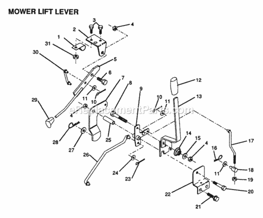 Page K Diagram and Parts List for YPLR120BR 1999 And Before Husqvarna Lawn Tractor