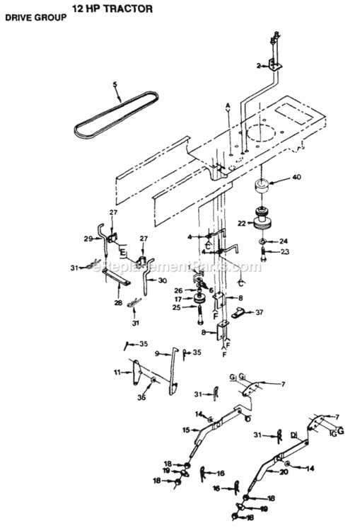Page B Diagram and Parts List for YPLT120DR 1999 And Before Husqvarna Lawn Tractor