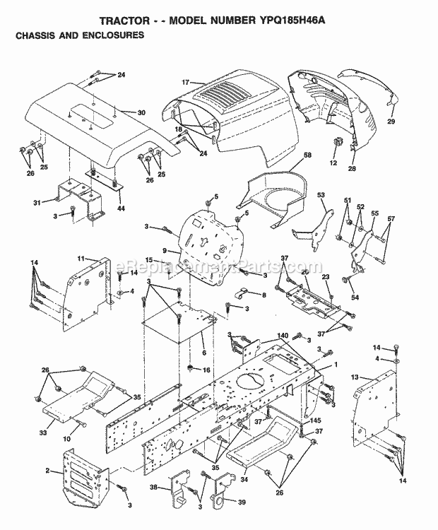 Page A Diagram and Parts List for YPQ185H46A 1999 Husqvarna Lawn Tractor