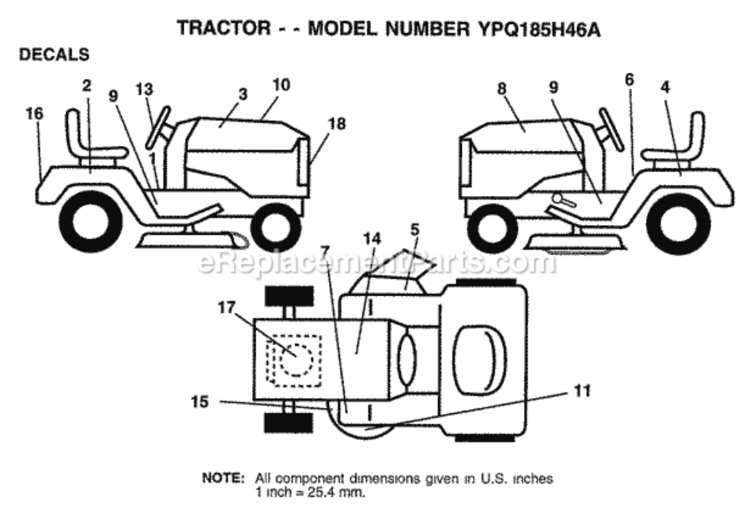 Page B Diagram and Parts List for YPQ185H46A 1999 Husqvarna Lawn Tractor