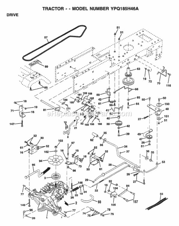 Page C Diagram and Parts List for YPQ185H46A 1999 Husqvarna Lawn Tractor
