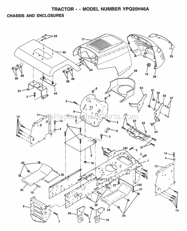 Page A Diagram and Parts List for YPQ20H46A 1999 Husqvarna Lawn Tractor