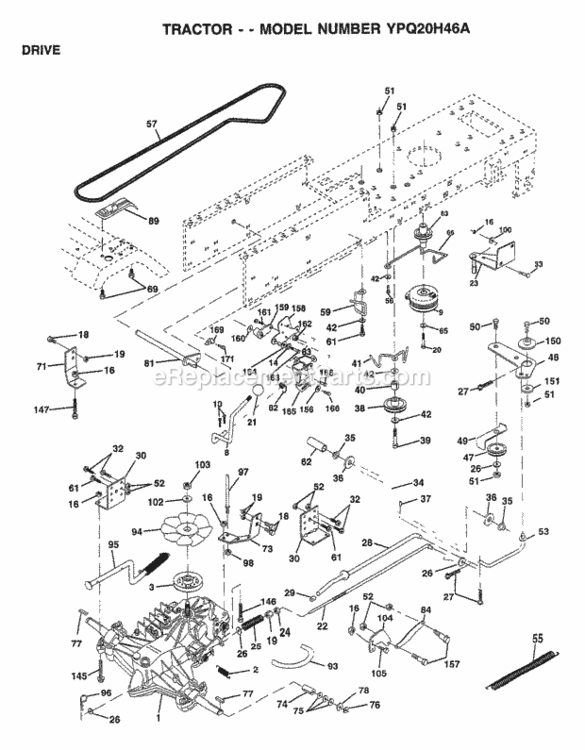 Page C Diagram and Parts List for YPQ20H46A 1999 Husqvarna Lawn Tractor