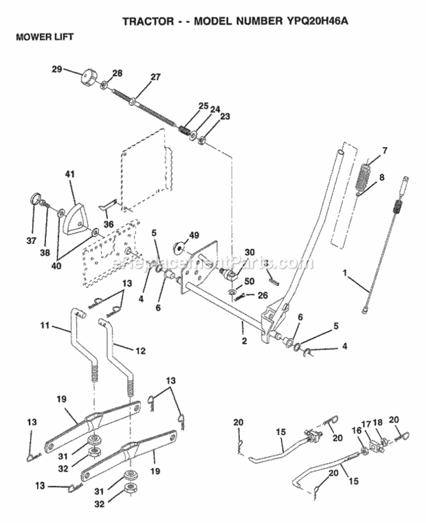 Page G Diagram and Parts List for YPQ20H46A 1999 Husqvarna Lawn Tractor