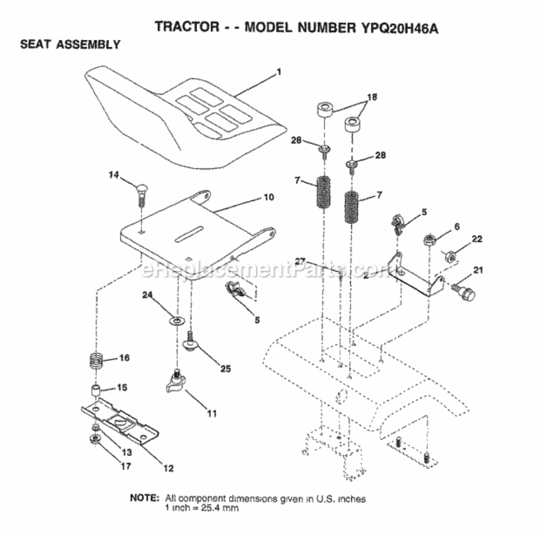Page H Diagram and Parts List for YPQ20H46A 1999 Husqvarna Lawn Tractor