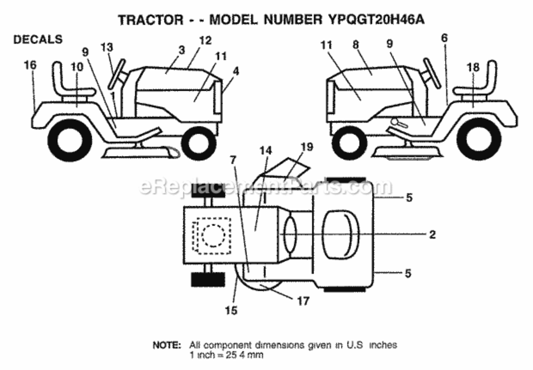 Page A Diagram and Parts List for YPQGT20H46A 1999 Husqvarna Lawn Tractor
