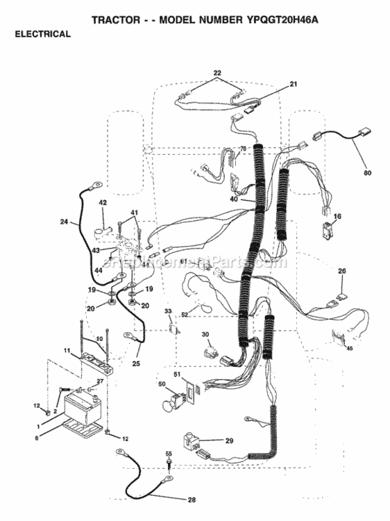 Page B Diagram and Parts List for YPQGT20H46A 1999 Husqvarna Lawn Tractor