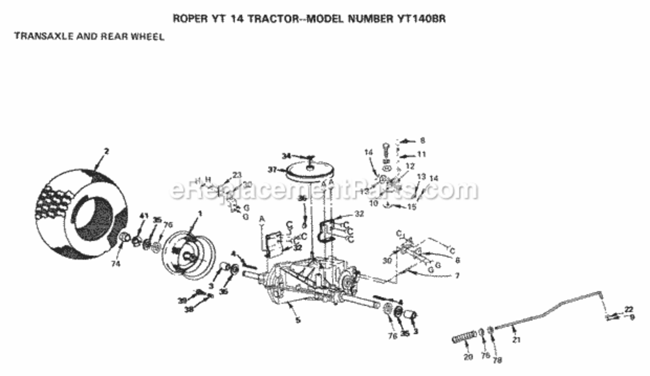 Page L Diagram and Parts List for YT140BR 1999 And Before Husqvarna Lawn Tractor
