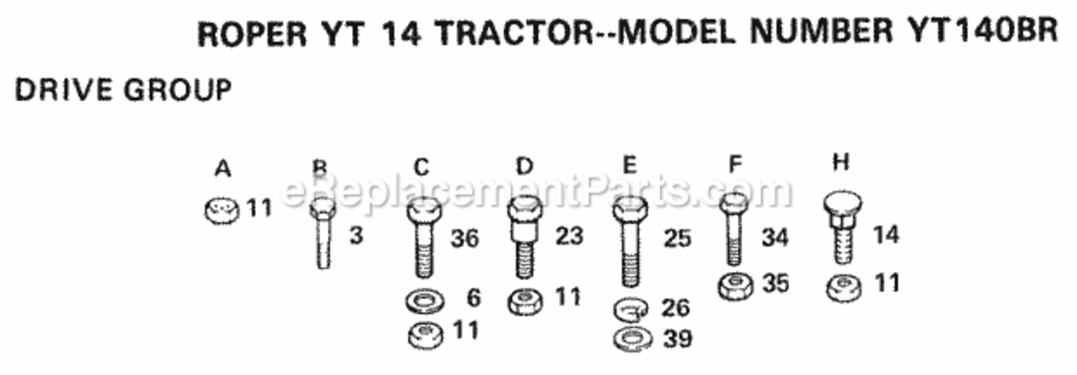Page F Diagram and Parts List for YT140BR 1999 And Before Husqvarna Lawn Tractor