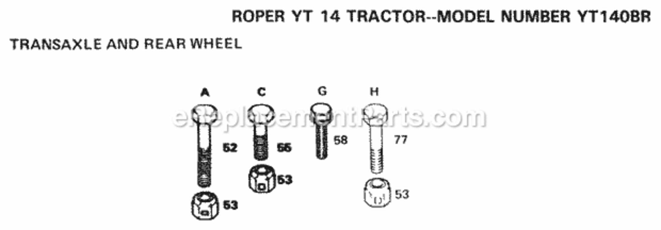 Page H Diagram and Parts List for YT140BR 1999 And Before Husqvarna Lawn Tractor