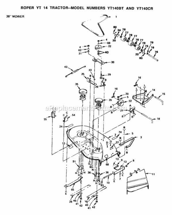 Page A Diagram and Parts List for YT140BT 1999 And Before Husqvarna Lawn Tractor