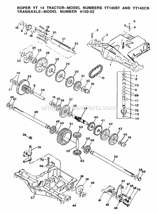 Page K Diagram and Parts List for YT140CR 1999 And Before Husqvarna Lawn Tractor