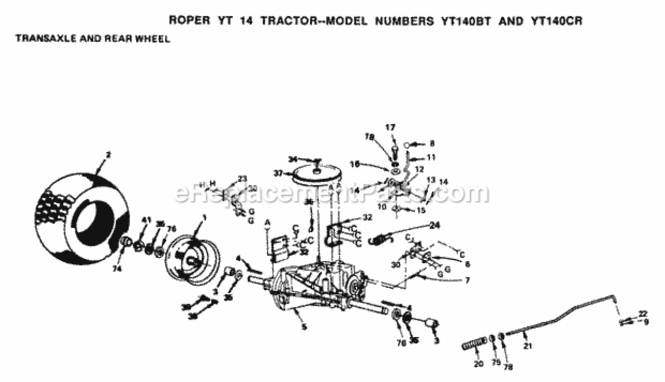 Page L Diagram and Parts List for YT140CR 1999 And Before Husqvarna Lawn Tractor