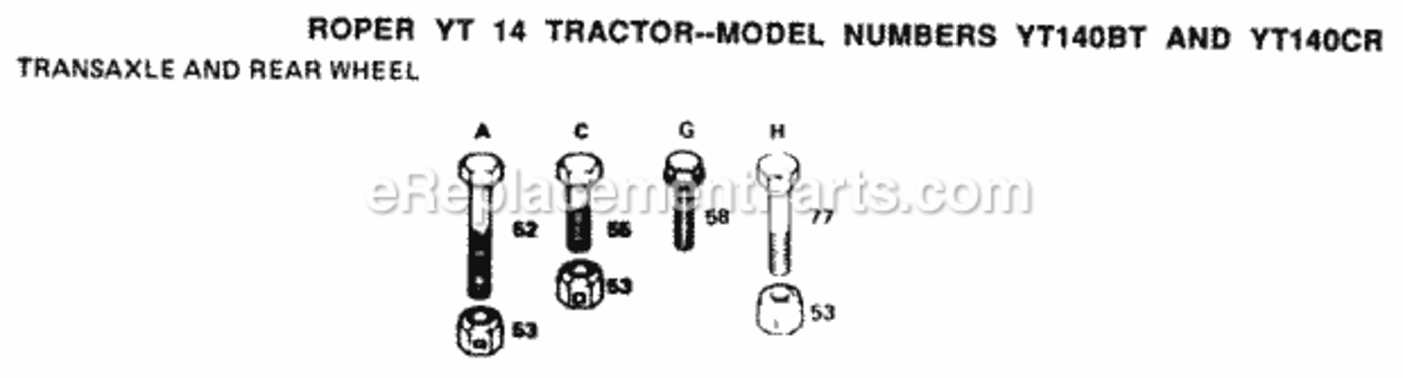 Page H Diagram and Parts List for YT140CR 1999 And Before Husqvarna Lawn Tractor