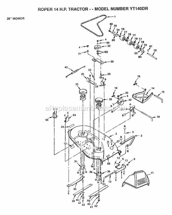 Page A Diagram and Parts List for YT140DR 1999 And Before Husqvarna Lawn Tractor