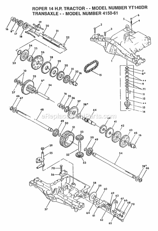 Page J Diagram and Parts List for YT140DR 1999 And Before Husqvarna Lawn Tractor