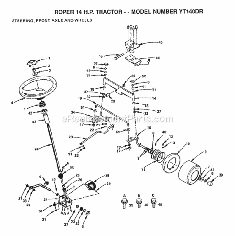 Page I Diagram and Parts List for YT140DR 1999 And Before Husqvarna Lawn Tractor