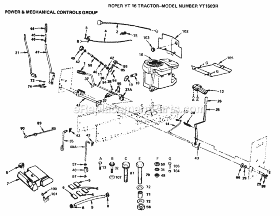 Page J Diagram and Parts List for YT160BR 1999 And Before Husqvarna Lawn Tractor