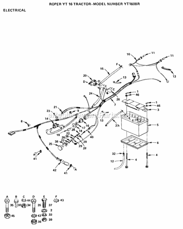 Page B Diagram and Parts List for YT160BR 1999 And Before Husqvarna Lawn Tractor