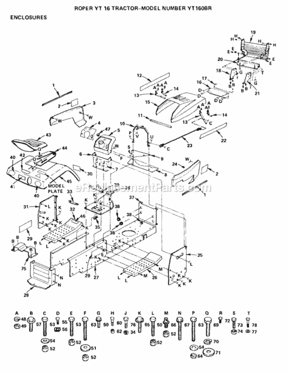 Page C Diagram and Parts List for YT160BR 1999 And Before Husqvarna Lawn Tractor