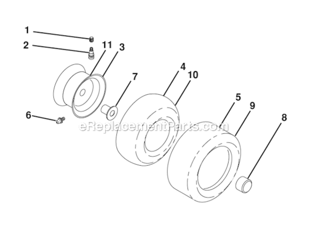 Wheels_And_Tires Diagram and Parts List for YT46LS 96043015000 Husqvarna Lawn Tractor