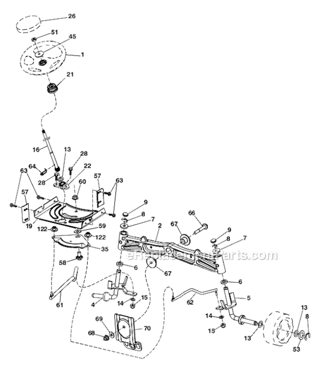 Steering_Assembly Diagram and Parts List for YT46LS 96043015000 Husqvarna Lawn Tractor