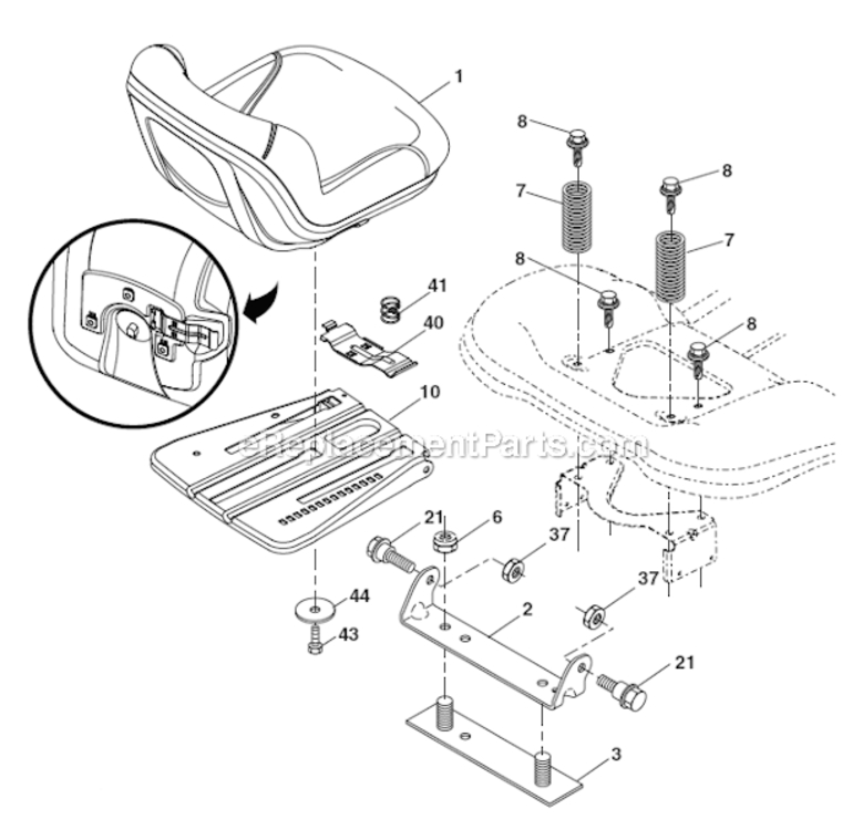 Seat_Assembly Diagram and Parts List for YT46LS 96043015000 Husqvarna Lawn Tractor