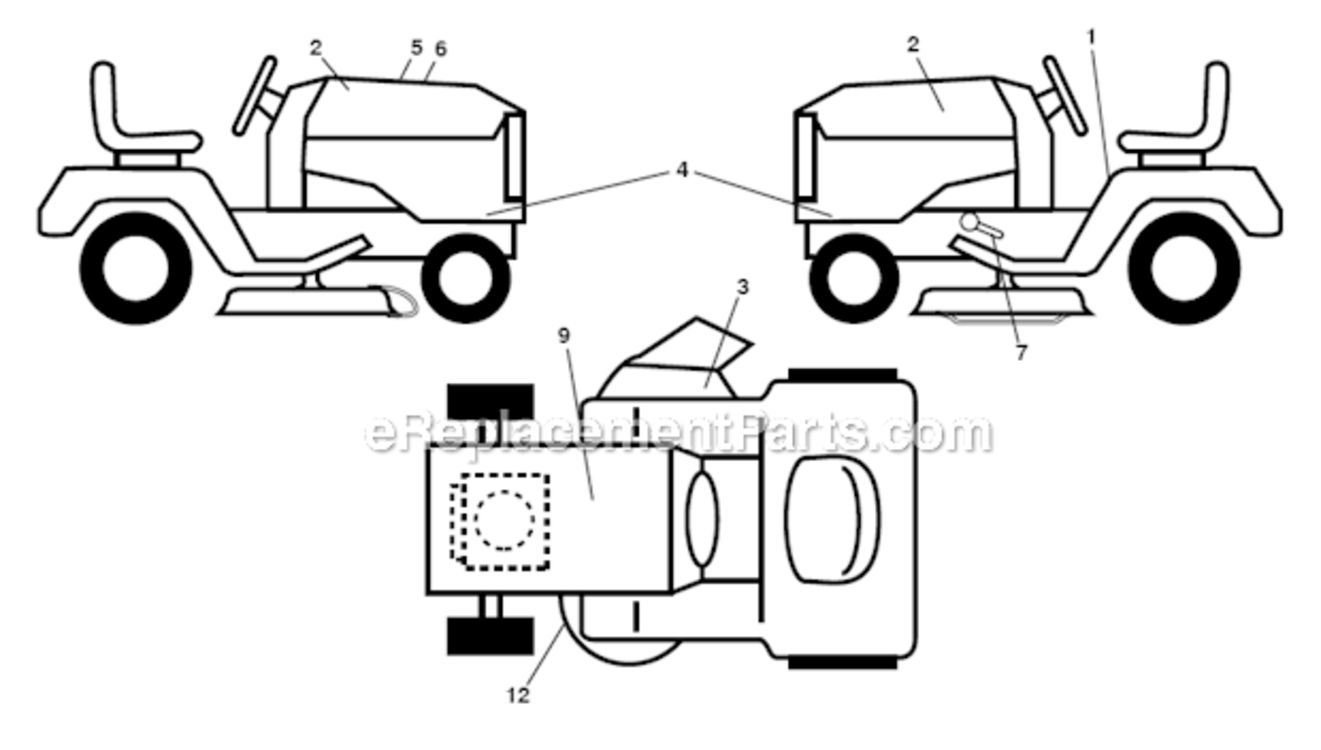 Decals Diagram and Parts List for YT46LS 96043015000 Husqvarna Lawn Tractor