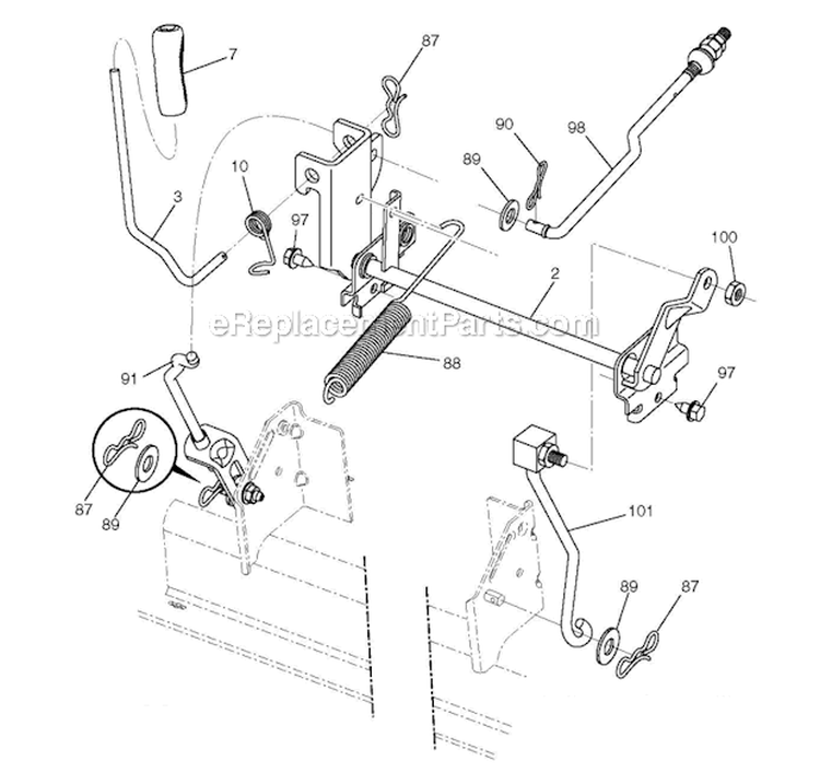 Mower LiftDeck Lift Diagram and Parts List for YTA19K42 96043013900 Husqvarna Lawn Tractor