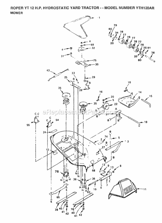 Page A Diagram and Parts List for YTH120AR 1999 And Before Husqvarna Lawn Tractor