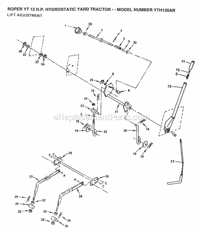 Page J Diagram and Parts List for YTH120AR 1999 And Before Husqvarna Lawn Tractor
