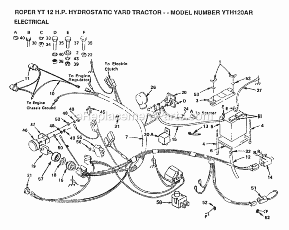 Page D Diagram and Parts List for YTH120AR 1999 And Before Husqvarna Lawn Tractor