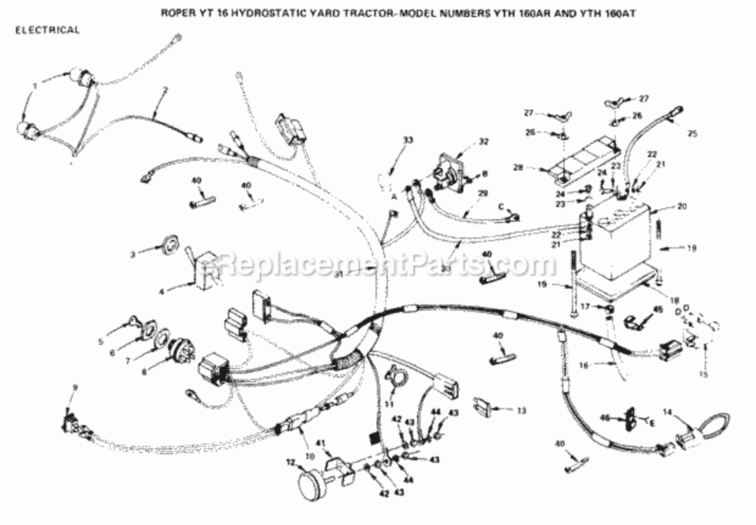Page E Diagram and Parts List for YTH160AR 1999 And Before Husqvarna Lawn Tractor