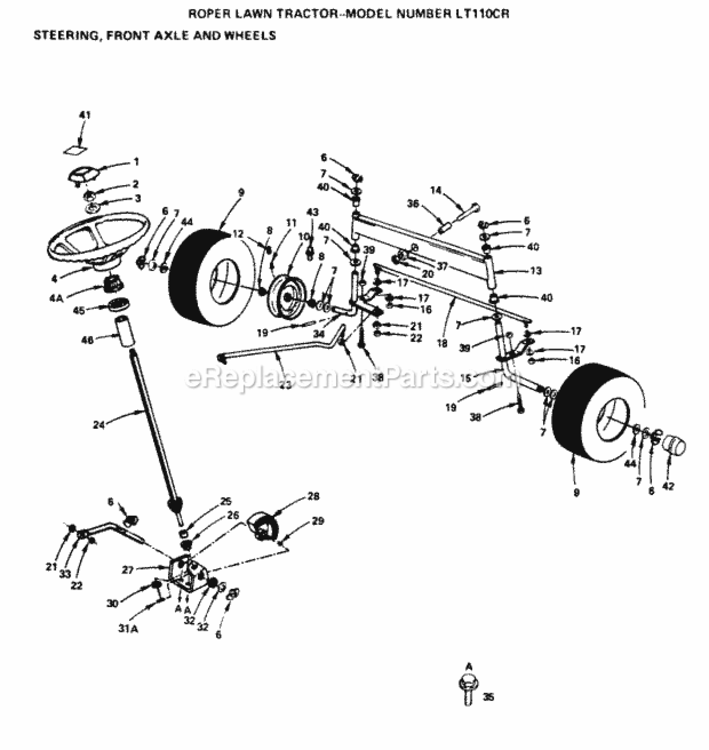 Page D Diagram and Parts List for YTH160AT 1999 And Before Husqvarna Lawn Tractor