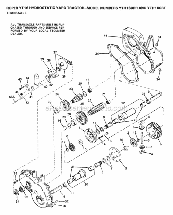 Page N Diagram and Parts List for YTH160BR 1999 And Before Husqvarna Lawn Tractor